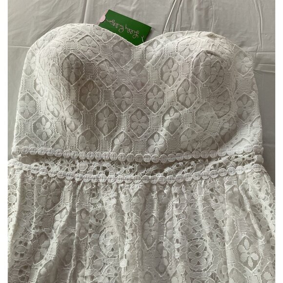 NWT Lilly Pulitzer Brett Dress In Resort White Floral Hexagon Lace Coastal Prepp - Picture 3 of 11